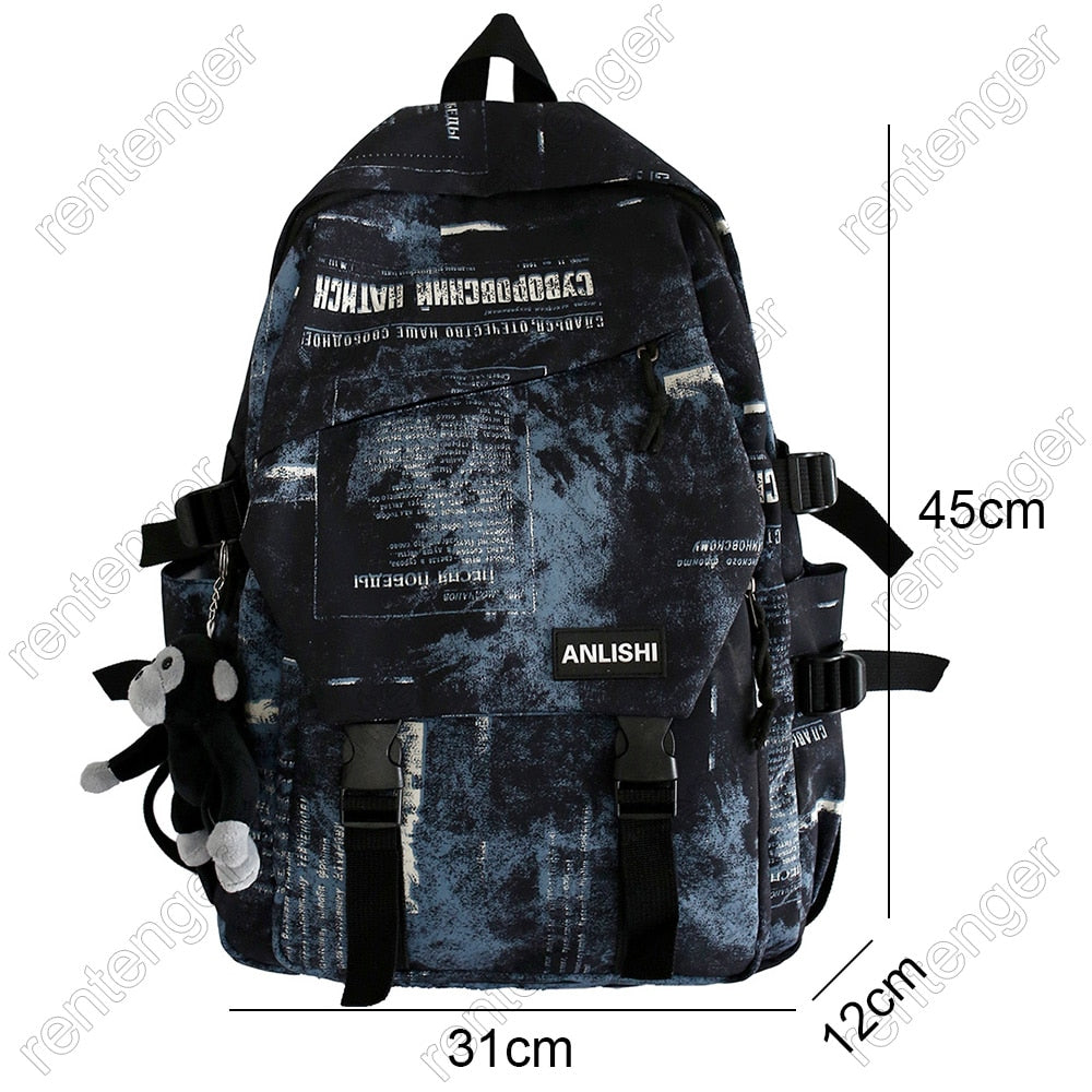 Gothslove Cool Black Backpacks for Men Highschool Backpack School Bag Nylon Waterproof Backpacks Student Male Bags College