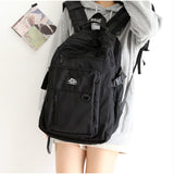 Gothslove School Black Backpack Men Women Waterproof Nylon Large Capacity Backpacks for High Schoolers