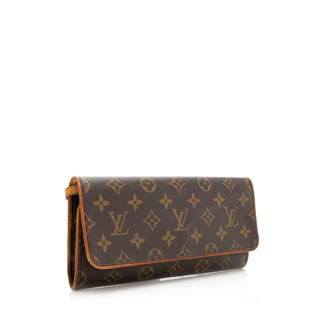 Louis Vuitton Vintage Monogram Canvas Pochette Twin GM Shoulder Bag (SHF-20344)