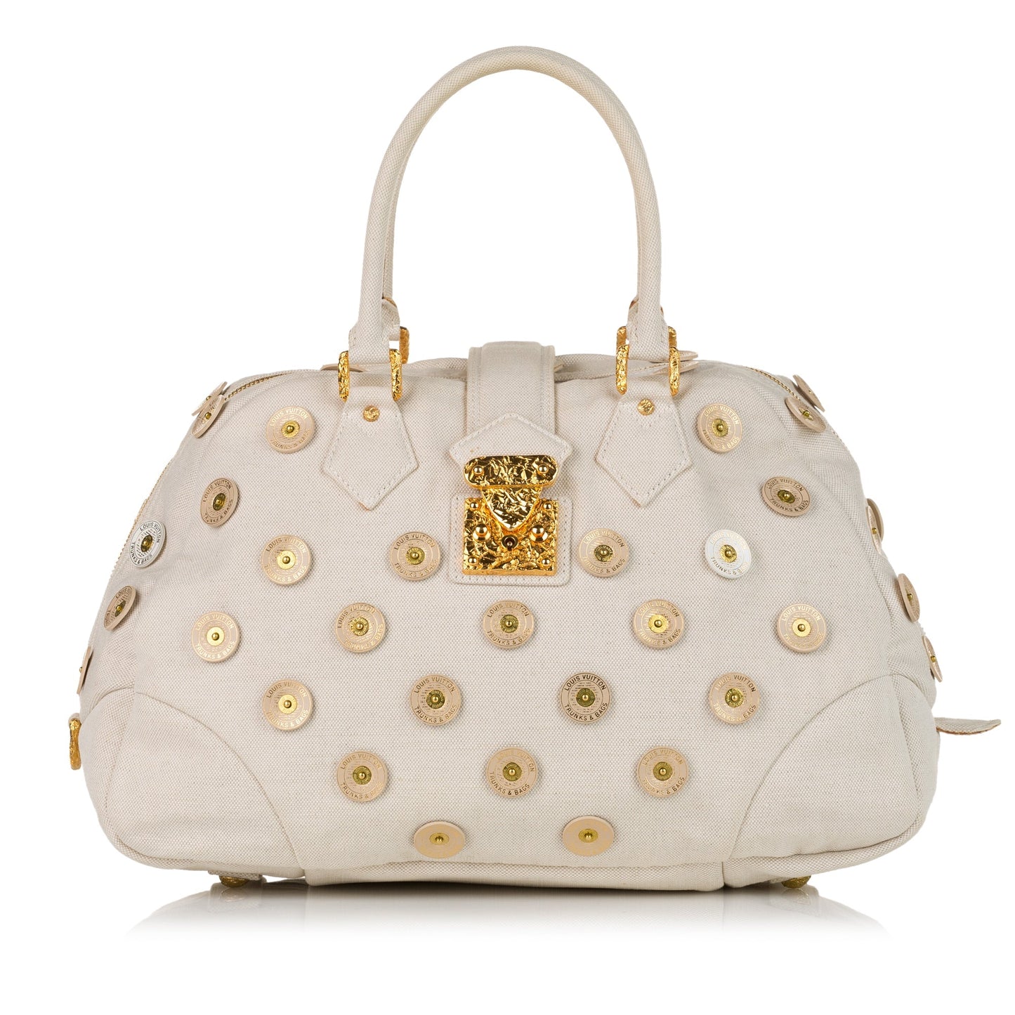 White Louis Vuitton Polka Dots Panama Bowly Tote Bag