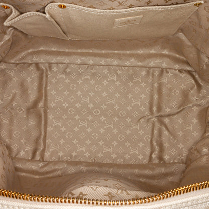 White Louis Vuitton Polka Dots Panama Bowly Tote Bag