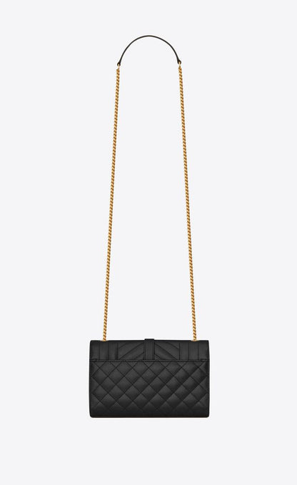 Saint Laurent Women Small Envelope Quilted Grain Leather Bag