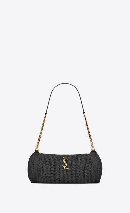 Saint Laurent Women Small Cassandre Raffia Shoulder Bag