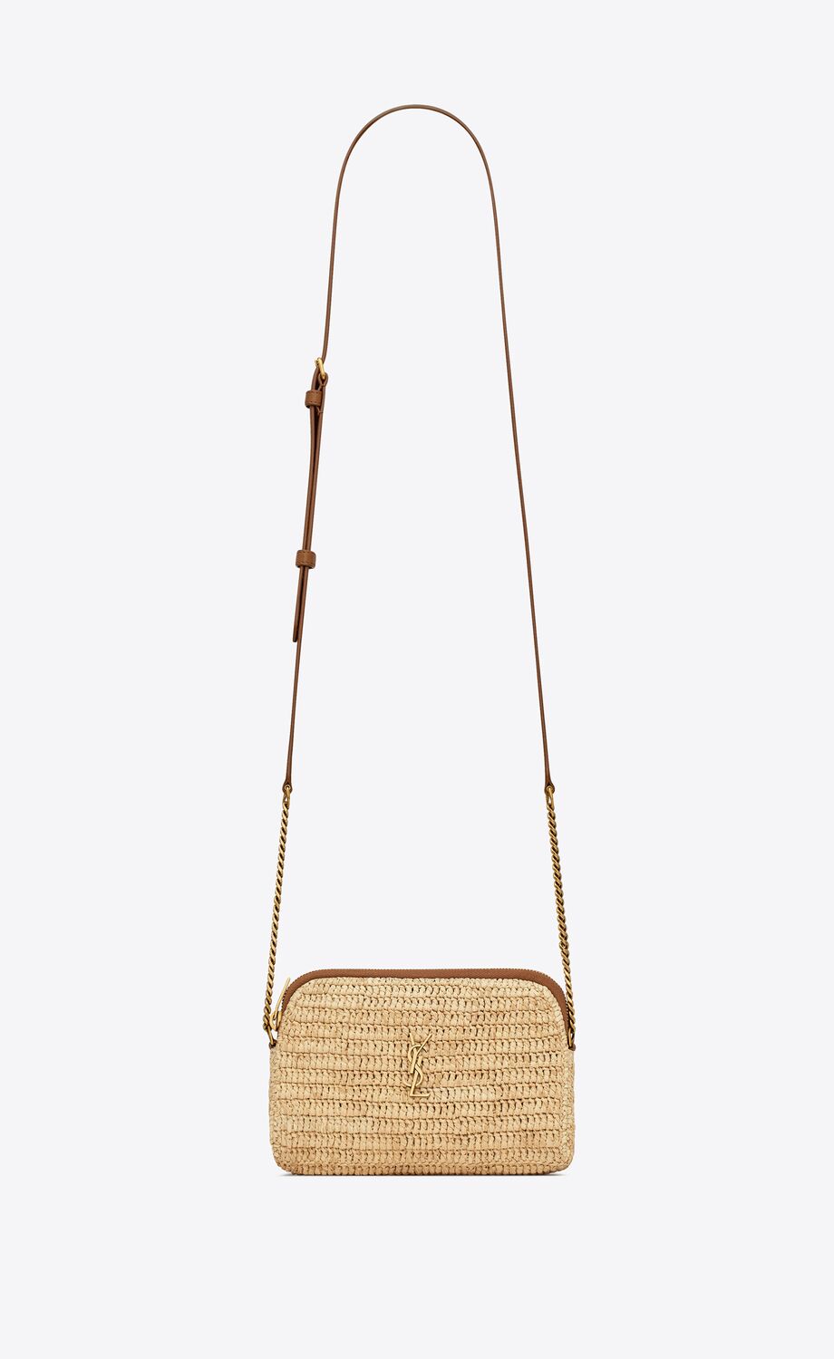 Saint Laurent Women Mini Gaby Raffia Pouch W/ Chain