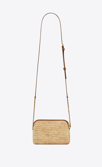 Saint Laurent Women Mini Gaby Raffia Pouch W/ Chain