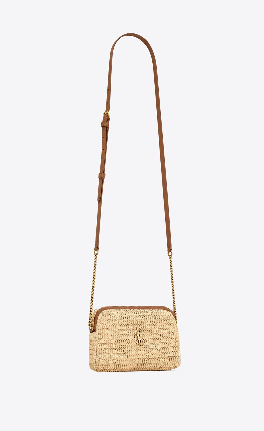 Saint Laurent Women Mini Gaby Raffia Pouch W/ Chain