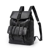 Gothslove Black Backpack for High School PU Leather Travel Backpacks Mens Computer Backpack for Men Schoolbag