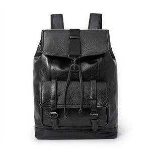 Gothslove Black Backpack for High School PU Leather Travel Backpacks Mens Computer Backpack for Men Schoolbag