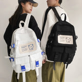 Gothslove Large Capacity Waterproof Nylon Backpack Teenagers and School Use Multiple Pocket Kawaii Schoolbag