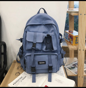 Gothslove Collegiate School Backpack Black Nylon Schoolbag Travel Backpacks Back Pack Bookbags for High Schoolers