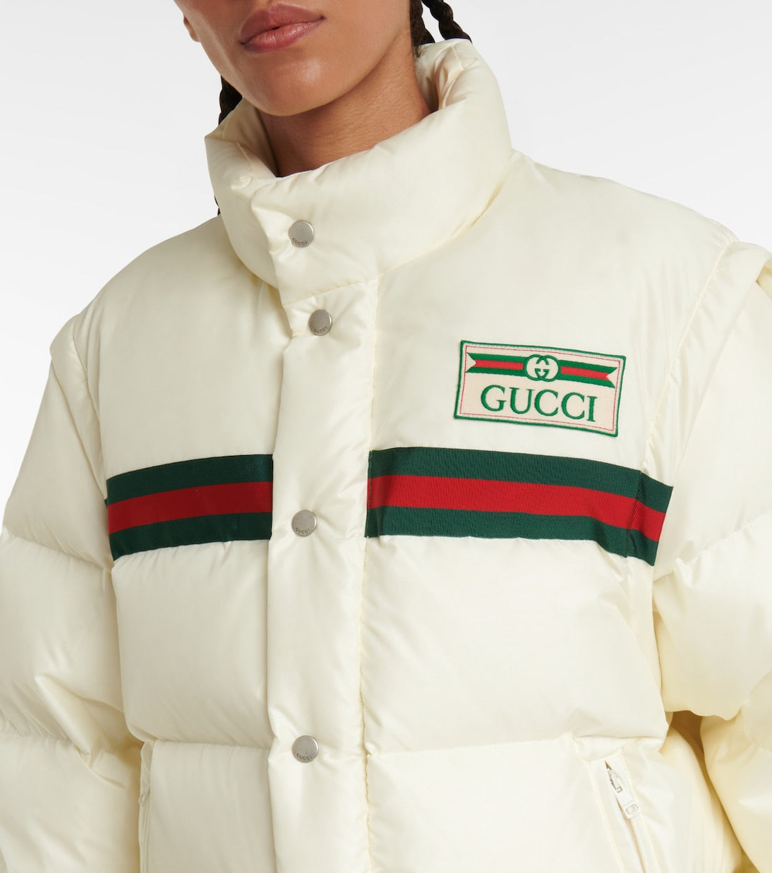 Gucci Men Padded Nylon Down Jacket W/Web