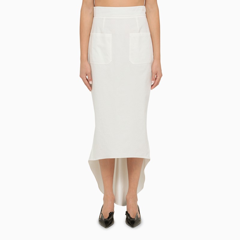 Prada White Asymmetrical Midi Skirt Women