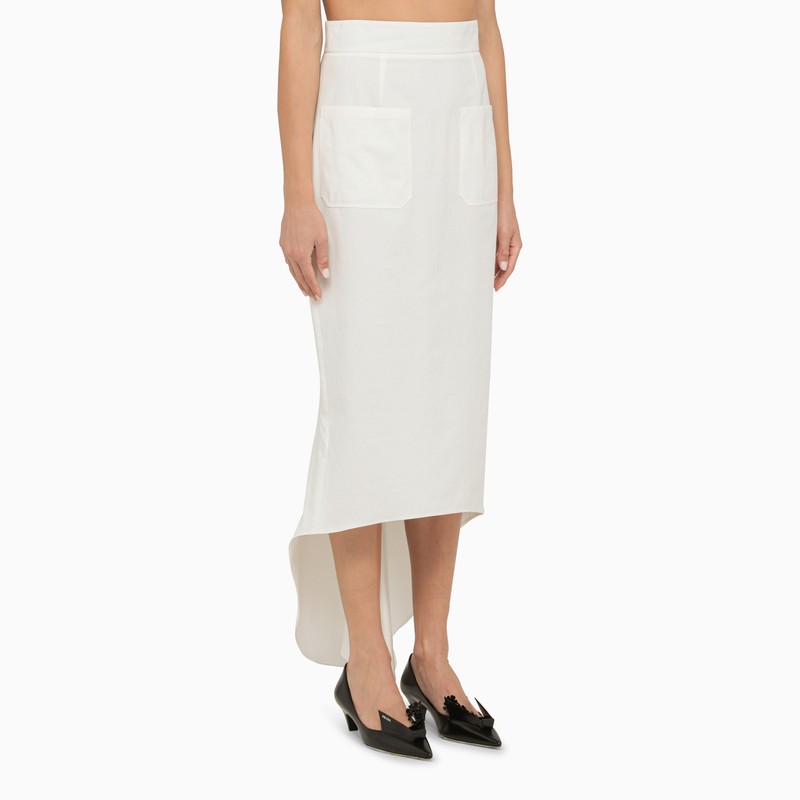 Prada White Asymmetrical Midi Skirt Women