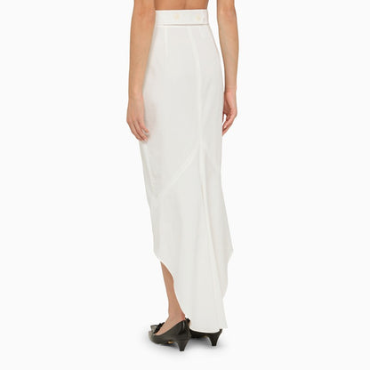 Prada White Asymmetrical Midi Skirt Women