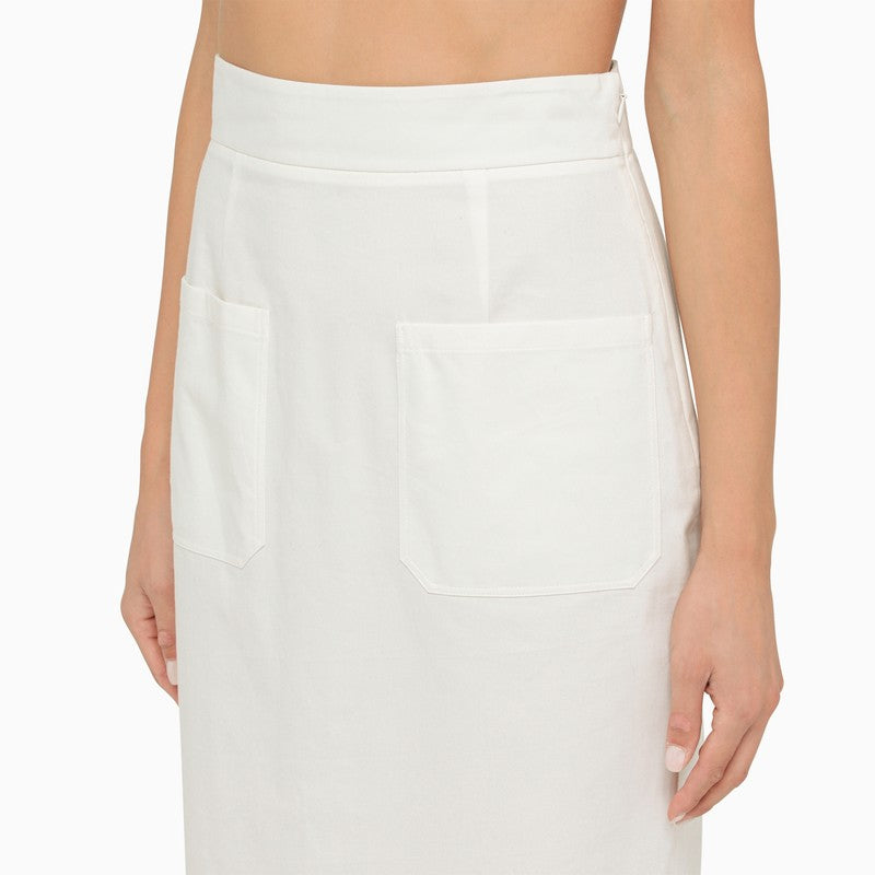 Prada White Asymmetrical Midi Skirt Women