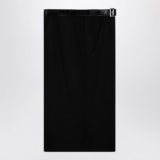 Prada Black Wool Skirt With Belt Women