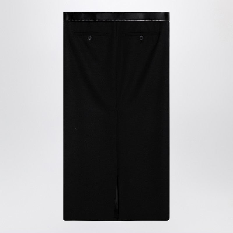 Prada Black Wool Skirt With Belt Women