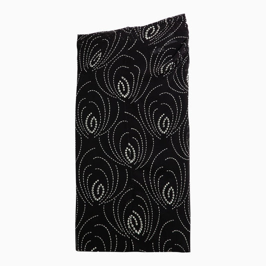 Prada Black Printed Skirt In Georgette Women