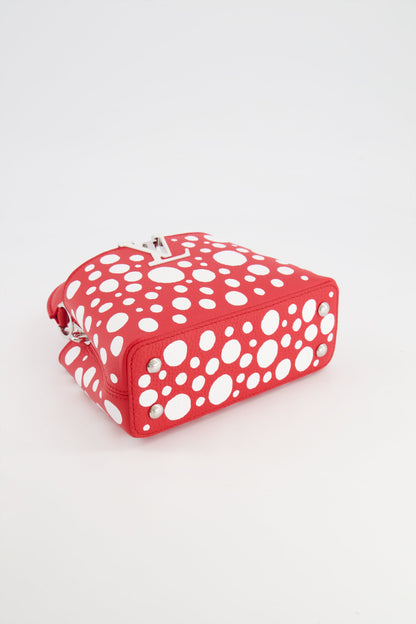 Louis Vuitton X Yayoi Kusama Red and White Mini Capucines Bag with Silver Hardware