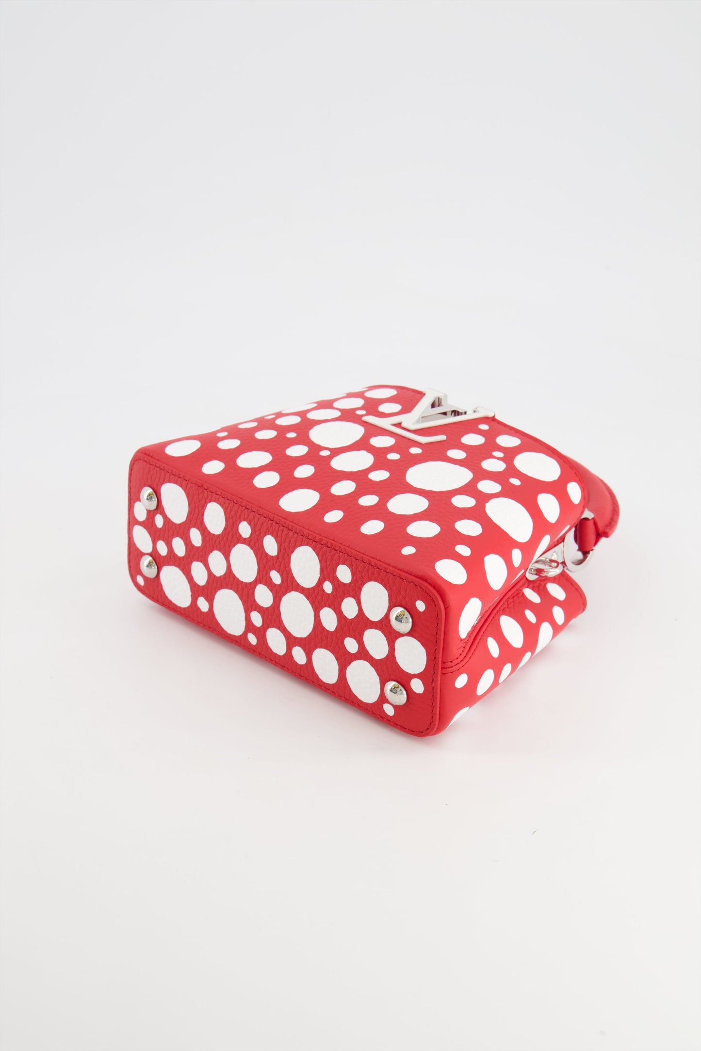 Louis Vuitton X Yayoi Kusama Red and White Mini Capucines Bag with Silver Hardware