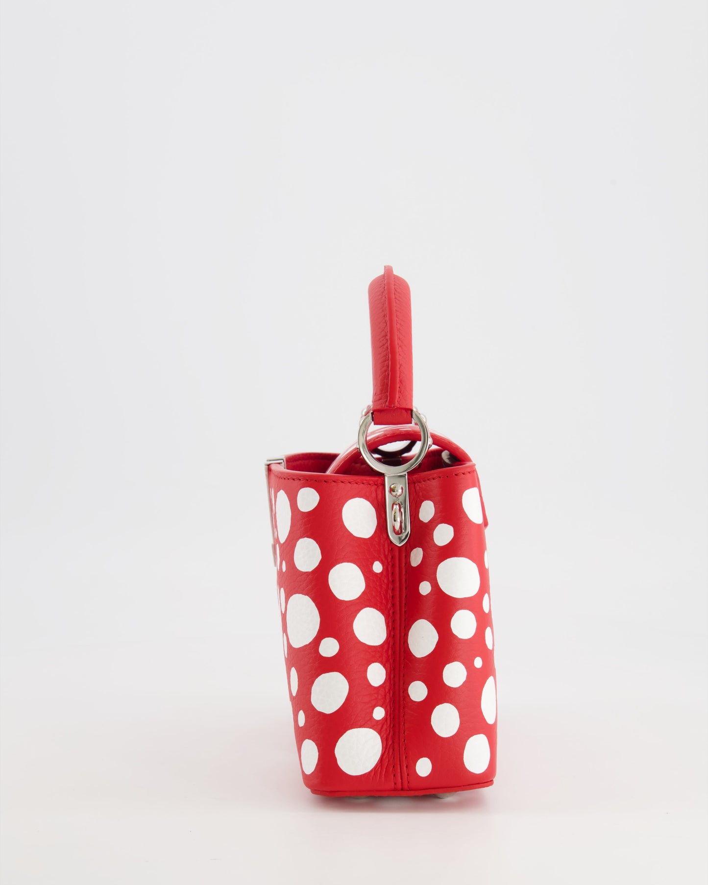 Louis Vuitton X Yayoi Kusama Red and White Mini Capucines Bag with Silver Hardware