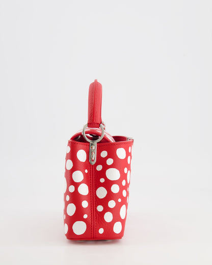 Louis Vuitton X Yayoi Kusama Red and White Mini Capucines Bag with Silver Hardware