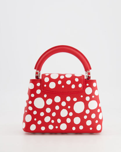 Louis Vuitton X Yayoi Kusama Red and White Mini Capucines Bag with Silver Hardware