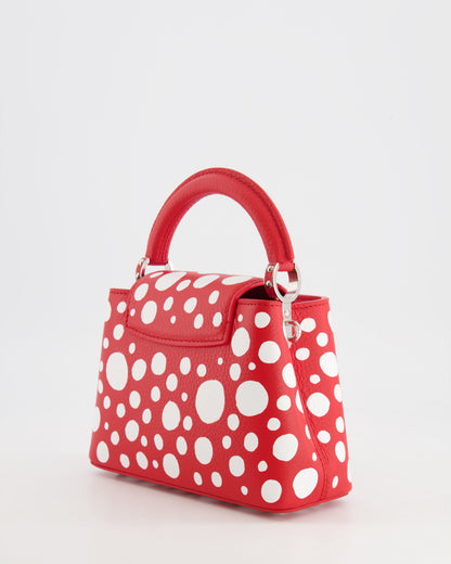 Louis Vuitton X Yayoi Kusama Red and White Mini Capucines Bag with Silver Hardware