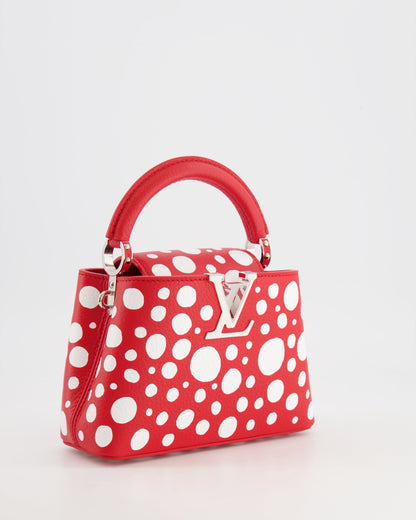 Louis Vuitton X Yayoi Kusama Red and White Mini Capucines Bag with Silver Hardware