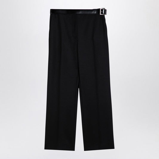 Prada Black Gabardine Trousers With Belt Women