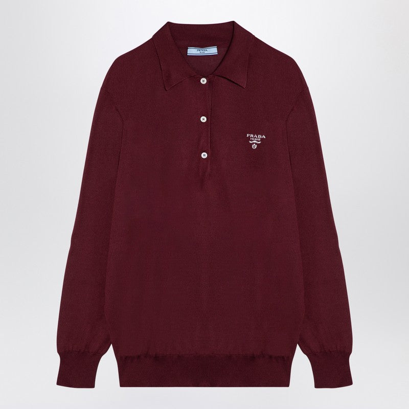 Prada Amaranth Silk Polo Shirt Women