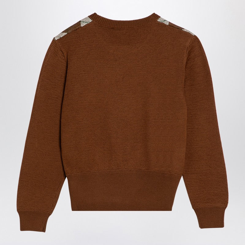 Prada Tobacco-Coloured Sweater With Argyle Pattern Women