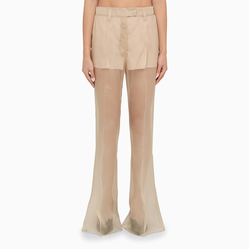 Prada Beige Silk Organza Trousers Women