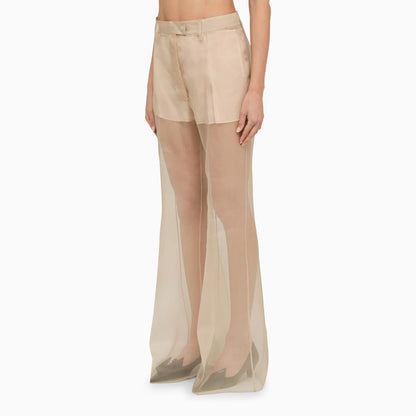 Prada Beige Silk Organza Trousers Women