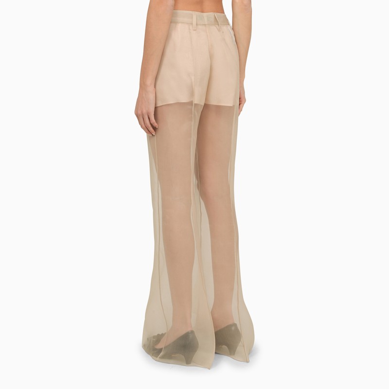 Prada Beige Silk Organza Trousers Women