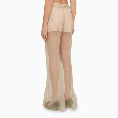 Prada Beige Silk Organza Trousers Women