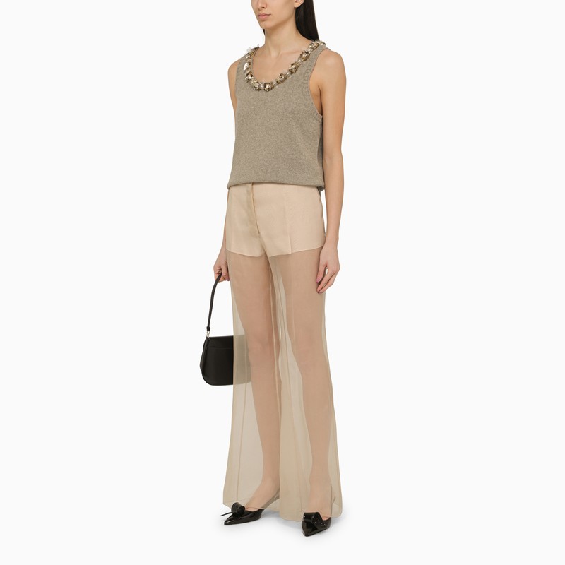 Prada Rope-Coloured Wool And Cashmere Top With Sequins Women