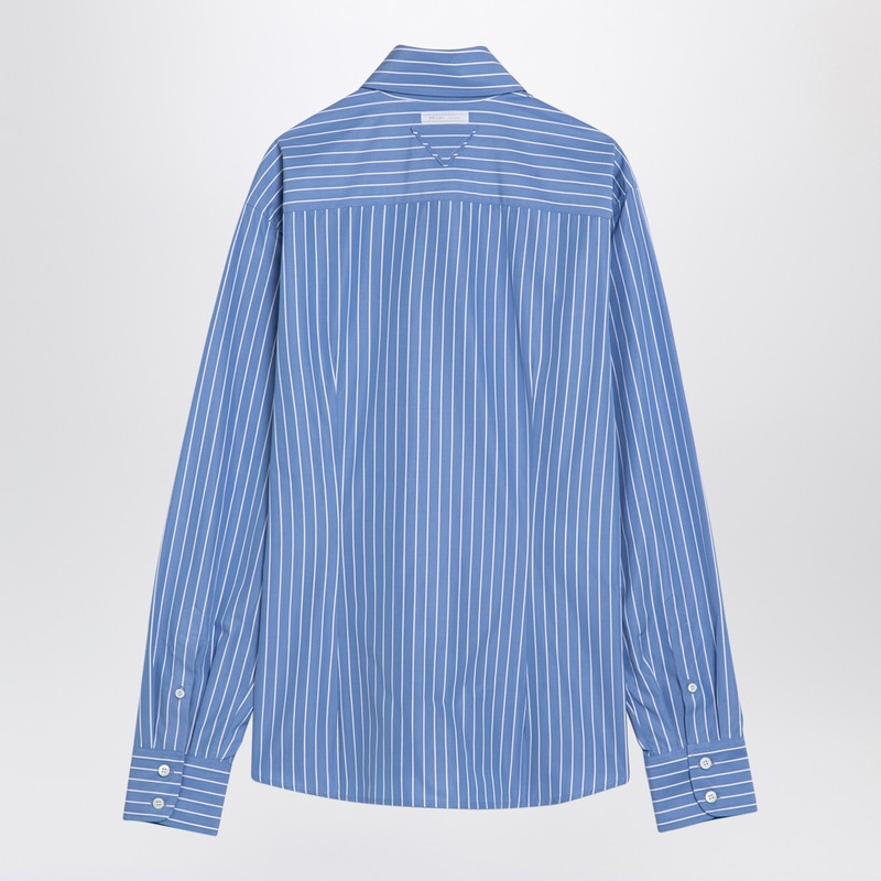 Prada Light Blue Striped Poplin Shirt Women