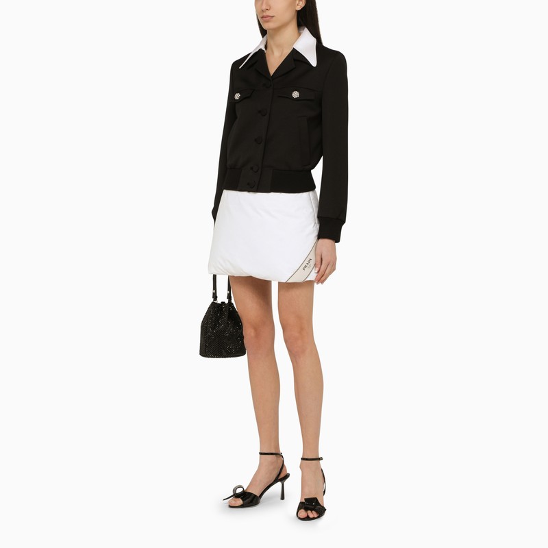 Prada Black Wool Single-Breasted Jacket With Jewelled Buttons Women