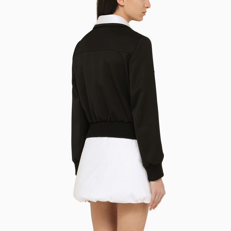 Prada Black Wool Single-Breasted Jacket With Jewelled Buttons Women