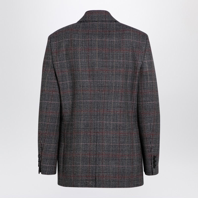 Prada Ebony-Coloured Houndstooth Single-Breasted Jacket Women