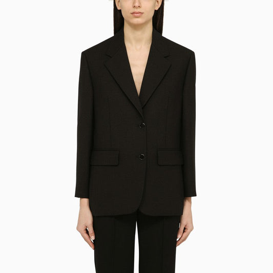 Prada Black Single-Breasted Jacket In Wool Women