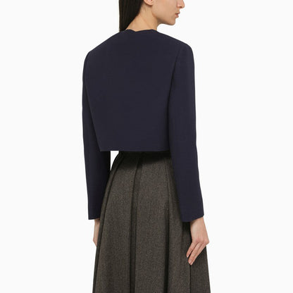 Prada Blue Single-Breasted Jacket In Wool Women