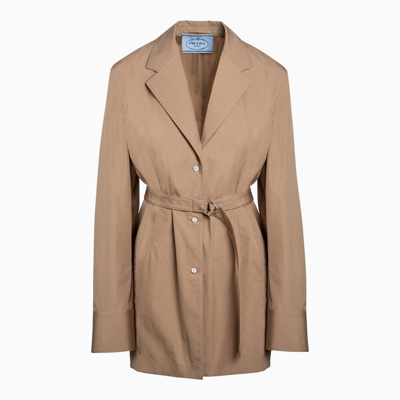 Prada Single-Breasted Khaki Cotton Jacket Women