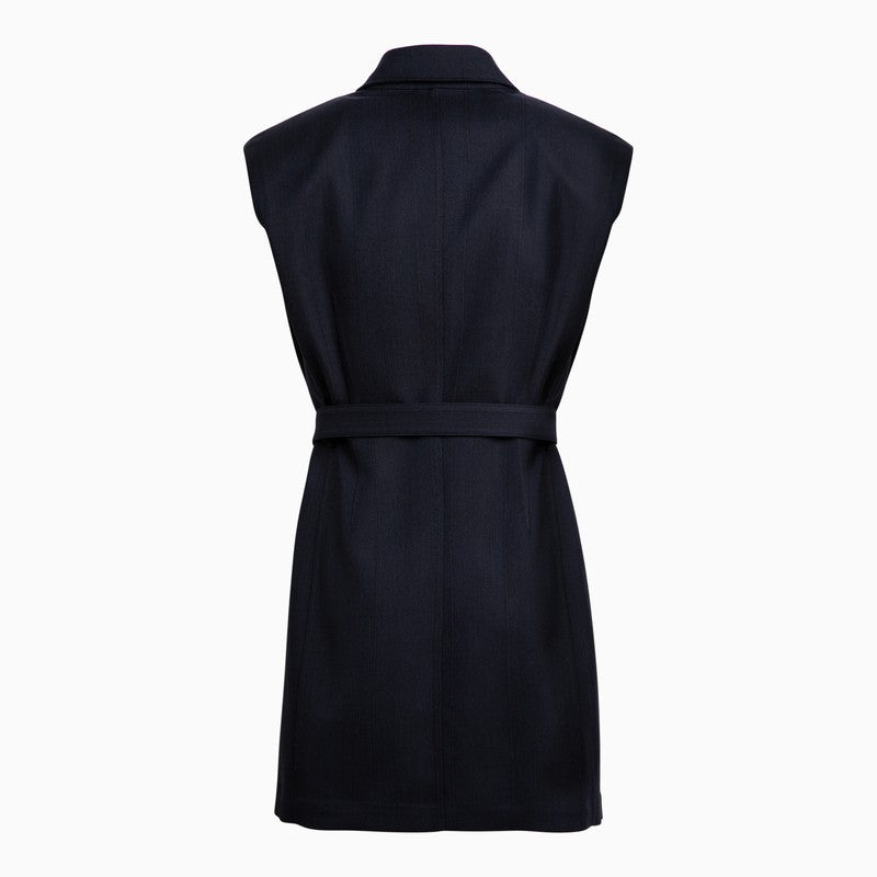 Prada Single-Breasted Navy Blue Wool Waistcoat Women