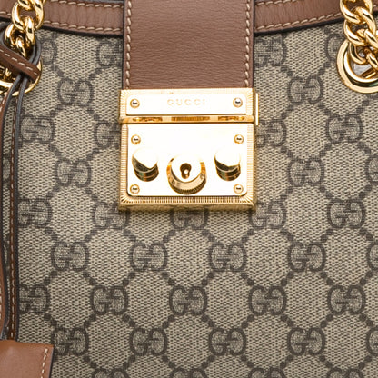 Brown Gucci Small GG Supreme Padlock Tote