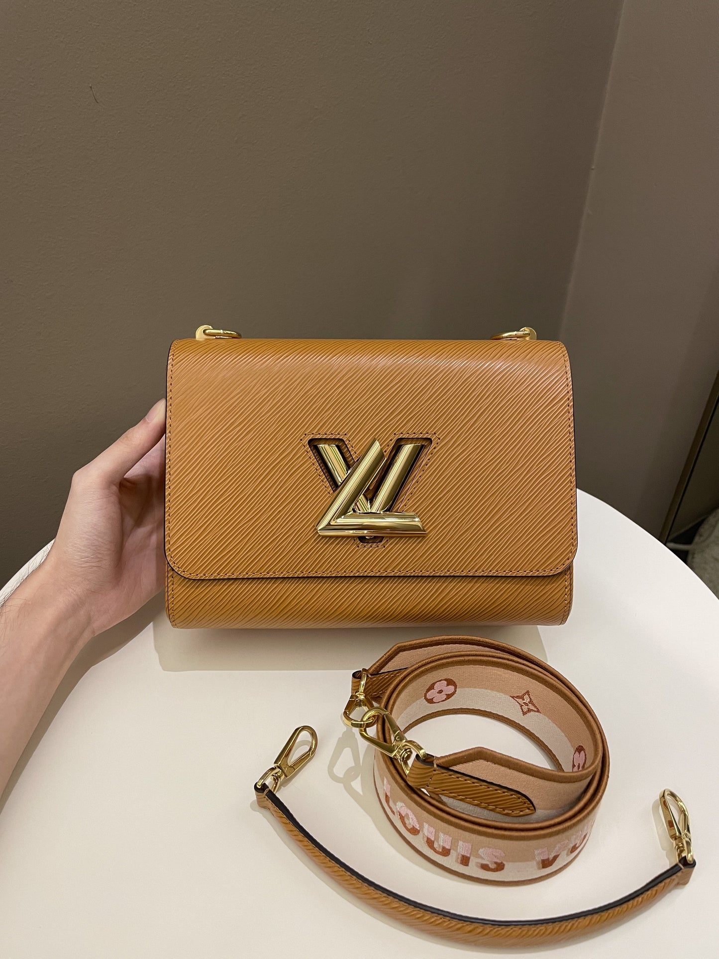 Louis Vuitton Twist MM Bag Gold Miel Epi Leather