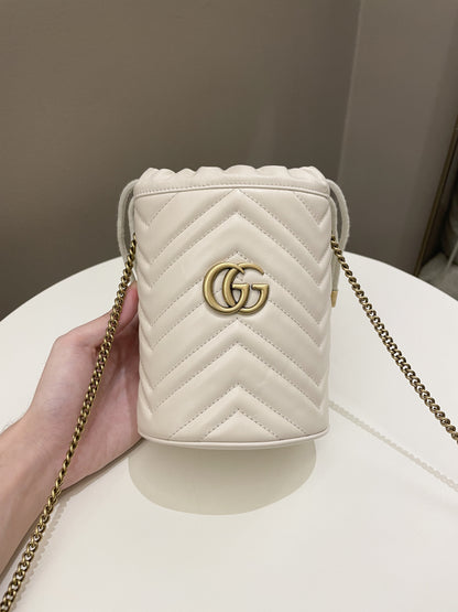 Gucci Marmont Mini Bucket Bag Ivory