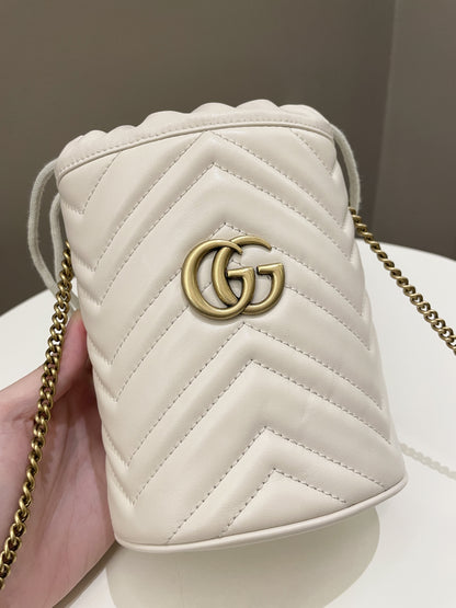 Gucci Marmont Mini Bucket Bag Ivory