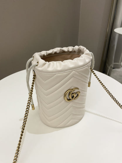 Gucci Marmont Mini Bucket Bag Ivory